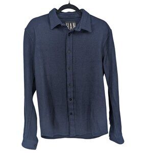 Han Wool Viscose Button Up Shirt Minimalist Smart Casual Overshirt Cozy Size XL